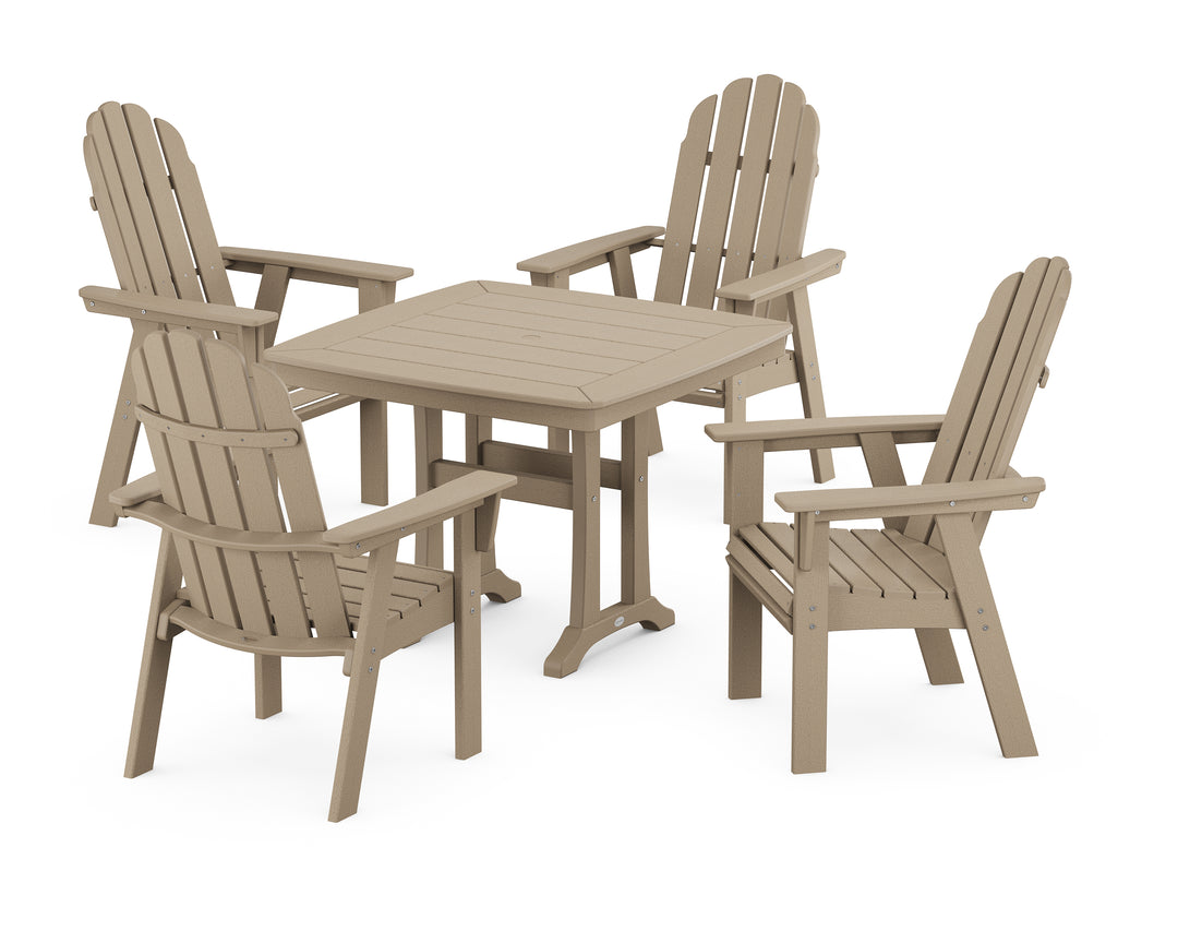 POLYWOOD® Vineyard Adirondack 5-Piece Dining Set with Trestle Legs