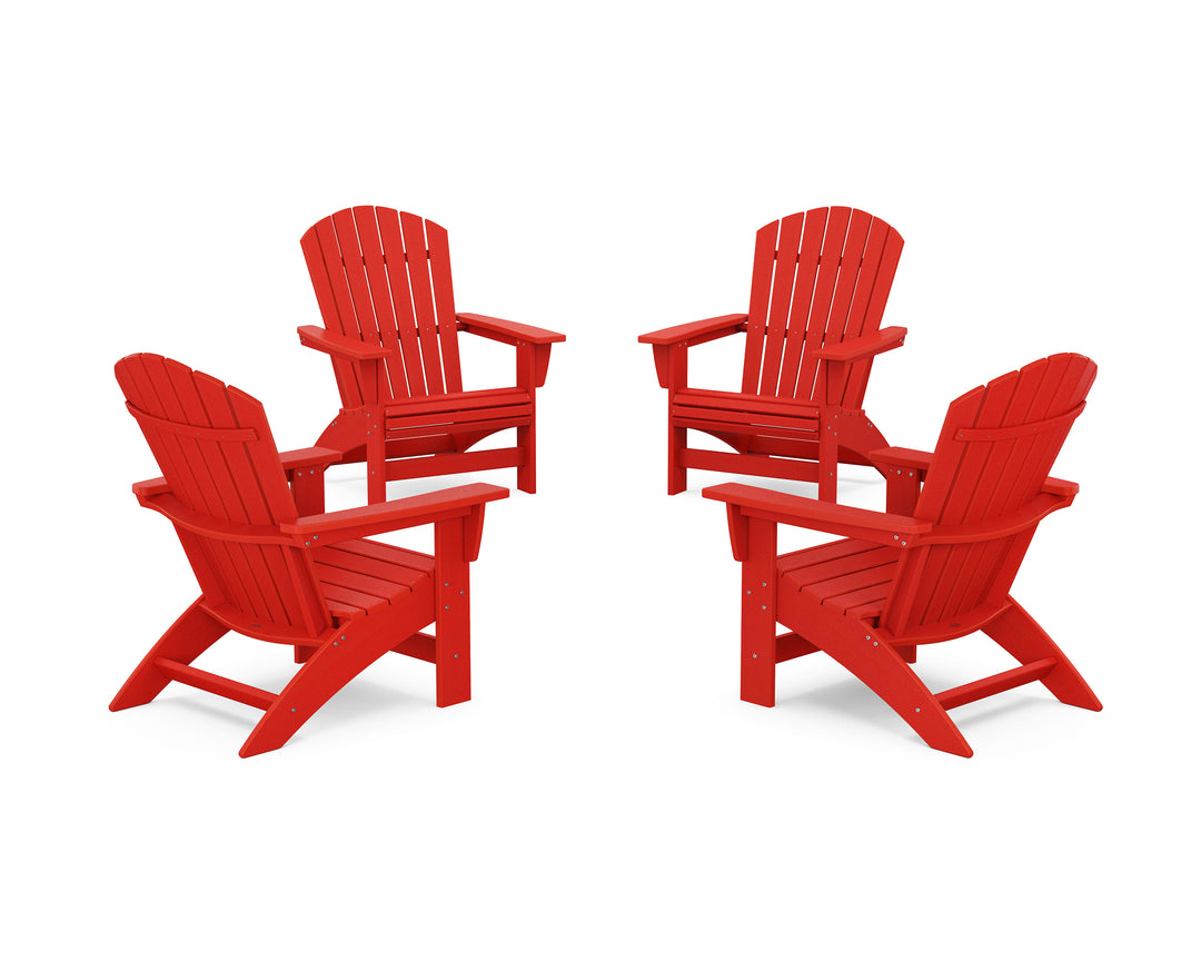 POLYWOOD® 4-Piece Nautical Grand Adirondack Chair Conversation Set