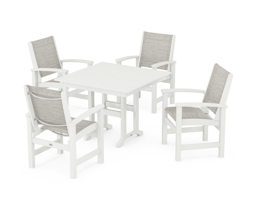 POLYWOOD® Coastal 5-Piece Farmhouse Dining Set
