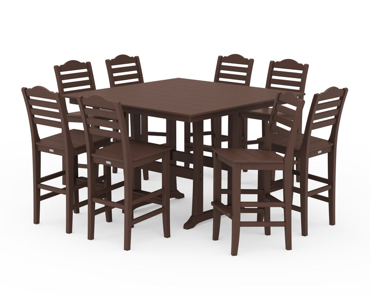 Draper James™ by  POLYWOOD® Savannah Side Chair 9-Piece Square Farmhouse Bar Set with Trestle Legs