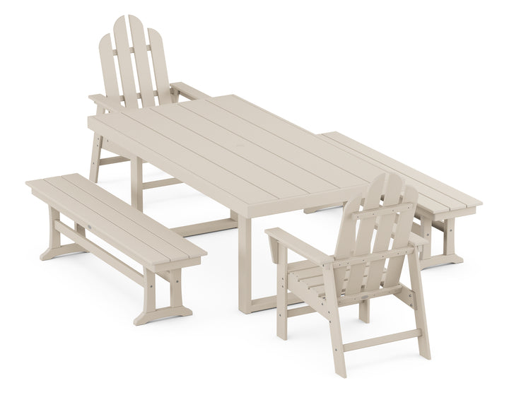 POLYWOOD® Long Island 5-Piece Dining Set with Benches