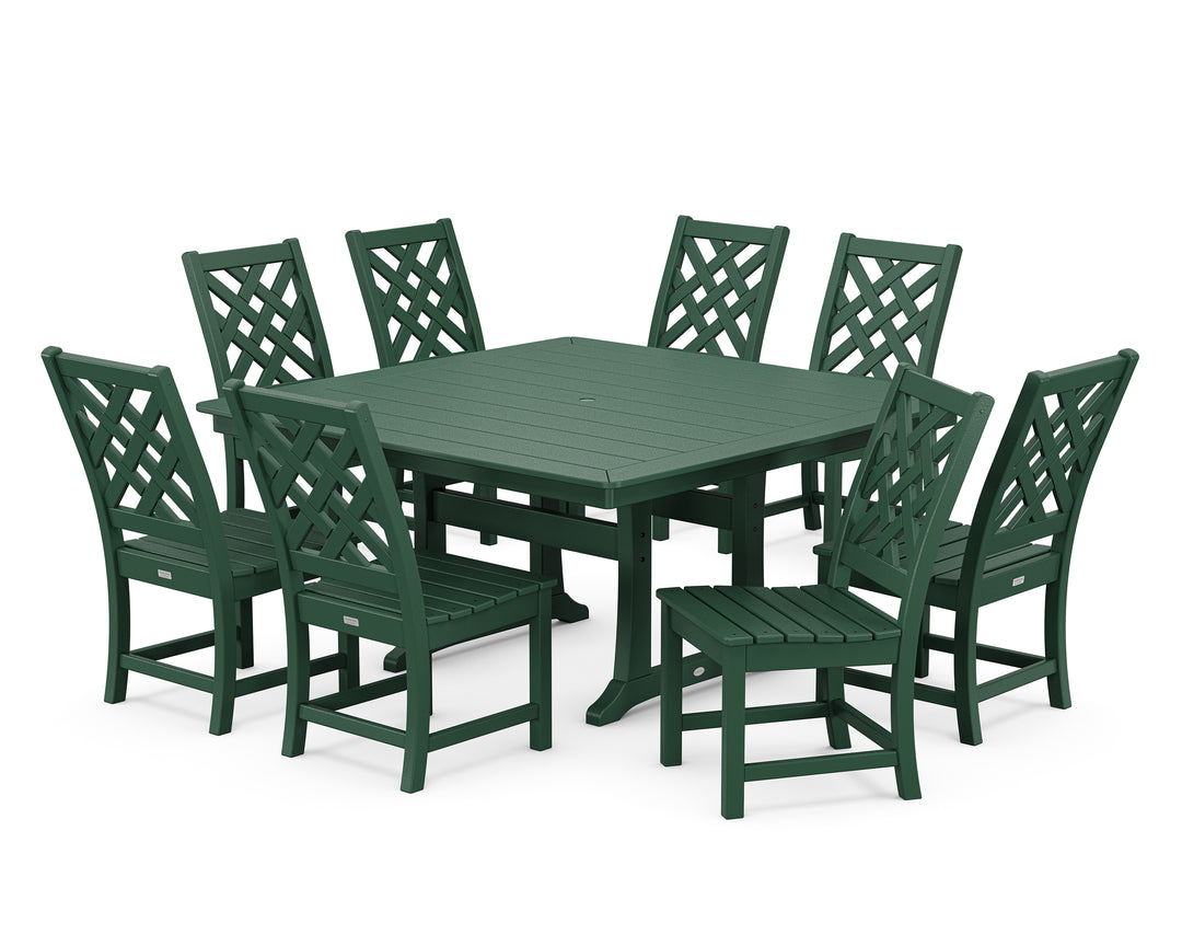 Country Living Wovendale Side Chair 9-Piece Square Dining Set with Trestle Legs
