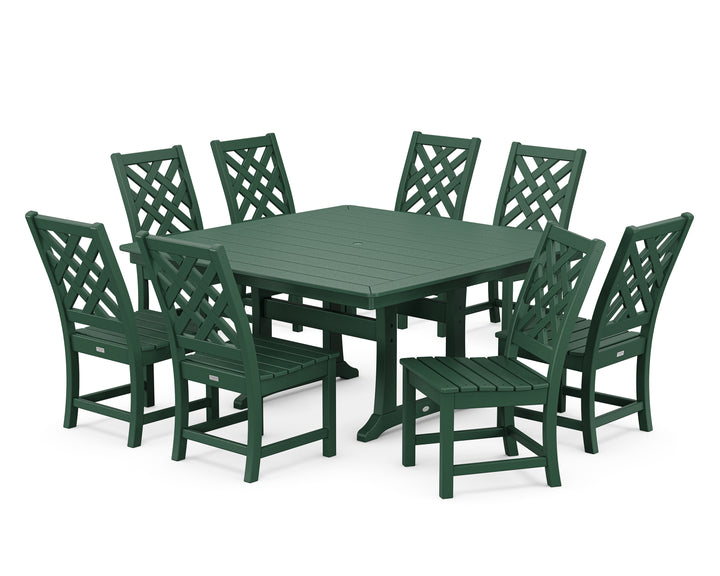 Country Living Wovendale Side Chair 9-Piece Square Dining Set with Trestle Legs