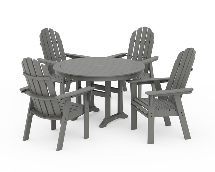 POLYWOOD® Vineyard Curveback Adirondack 5-Piece Nautical Trestle Dining Set