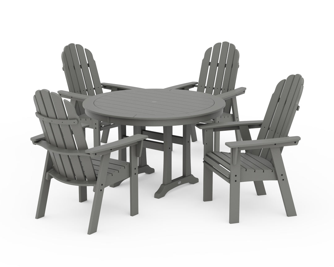 POLYWOOD® Vineyard Curveback Adirondack 5-Piece Nautical Trestle Dining Set