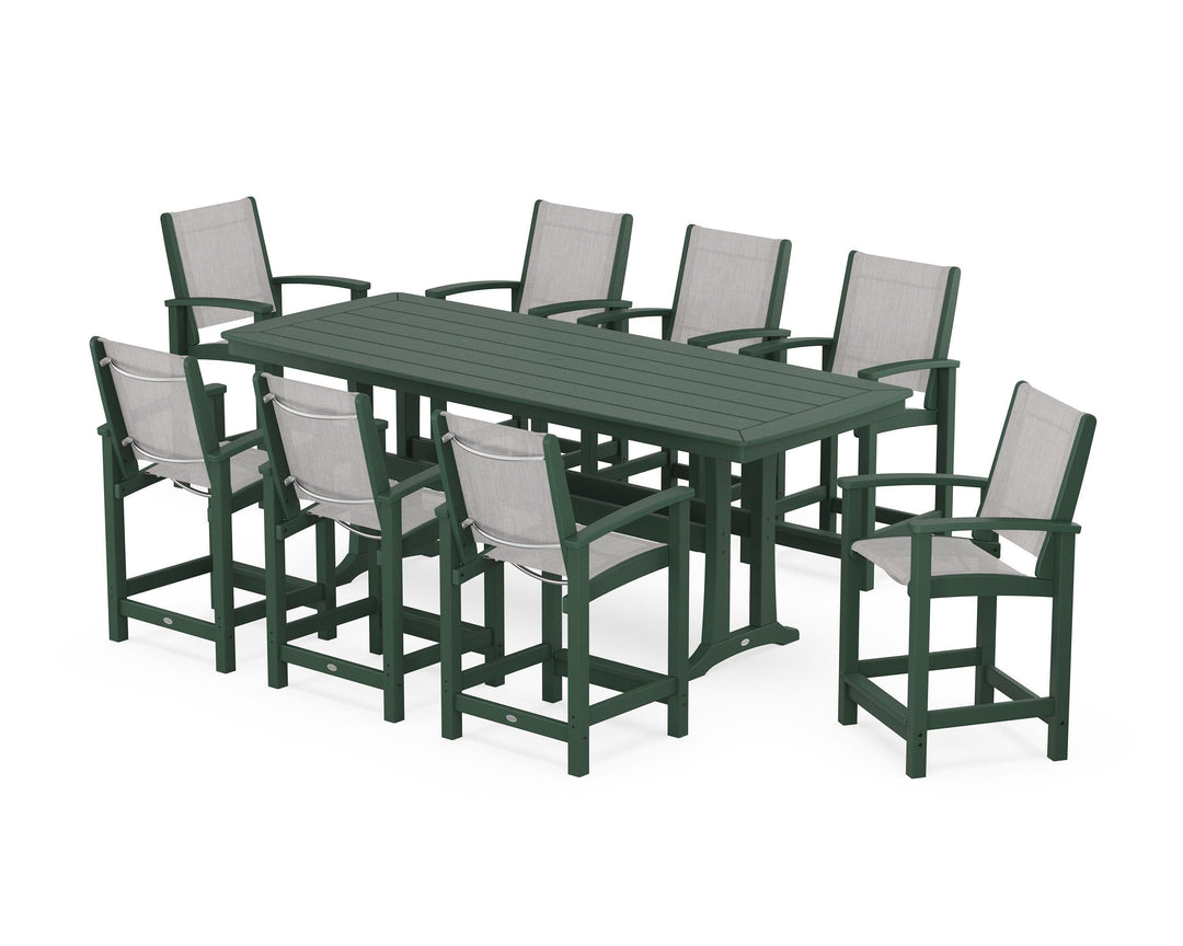 POLYWOOD® Coastal 9-Piece Counter Set with Trestle Legs
