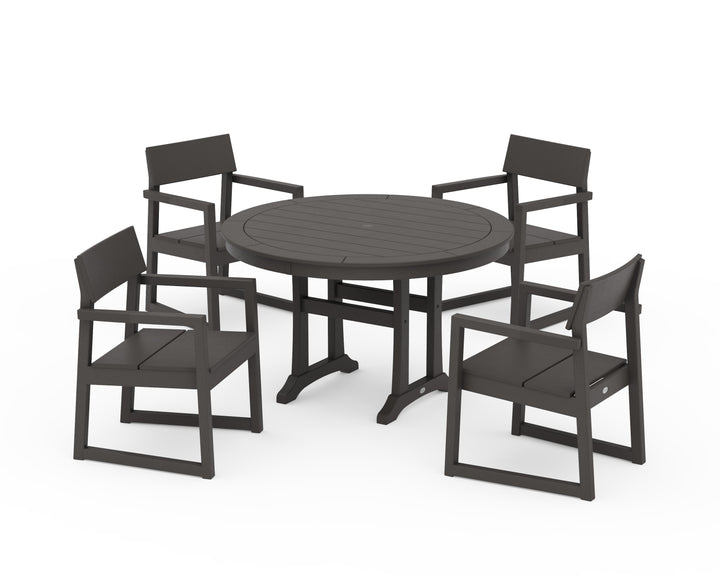 POLYWOOD® EDGE 5-Piece Round Dining Set with Trestle Legs