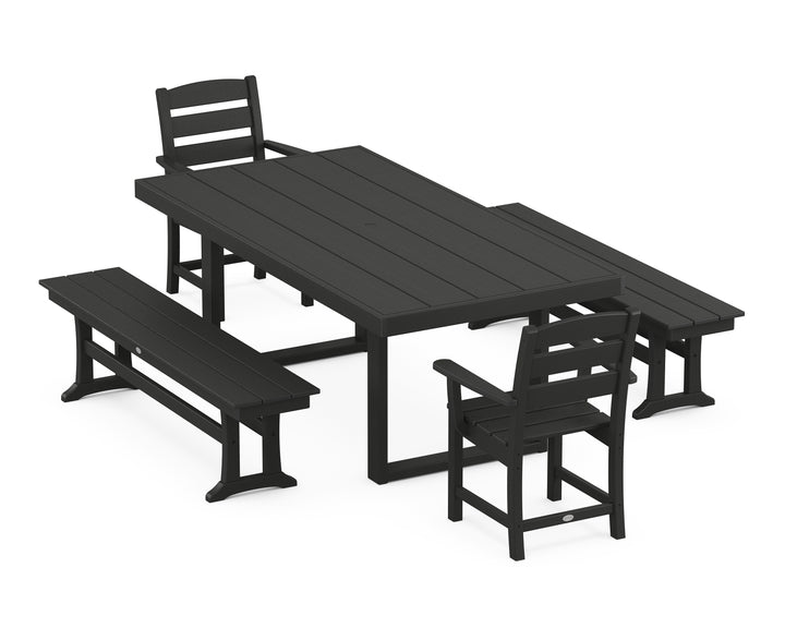 POLYWOOD® Lakeside 5-Piece Dining Set with Benches