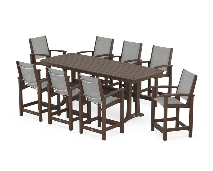 POLYWOOD® Coastal 9-Piece Counter Set with Trestle Legs