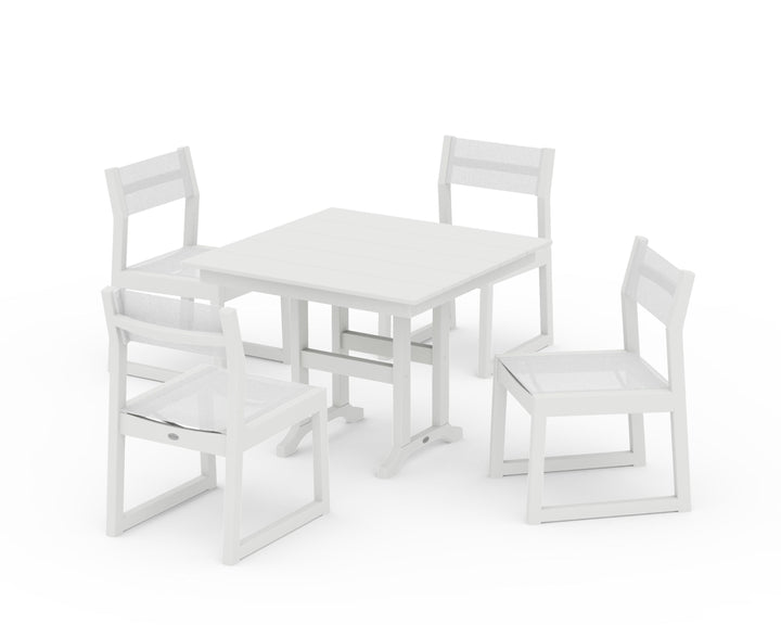 POLYWOOD® EDGE Sling Side Chair 5-Piece Farmhouse Dining Set