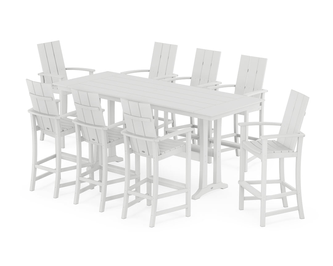 POLYWOOD® Modern Adirondack 9-Piece Farmhouse Bar Set with Trestle Legs