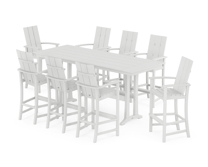 POLYWOOD® Modern Adirondack 9-Piece Farmhouse Bar Set with Trestle Legs