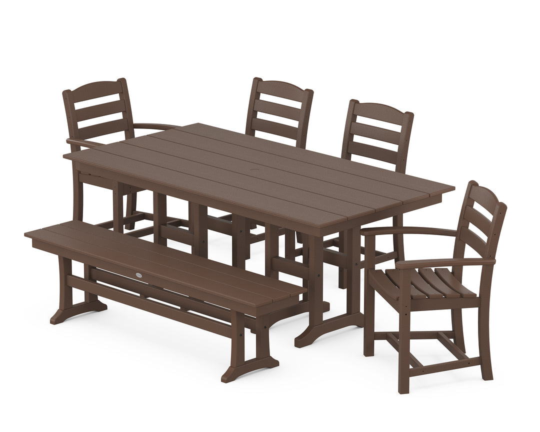 POLYWOOD® La Casa Café 6-Piece Farmhouse Dining Set with Bench