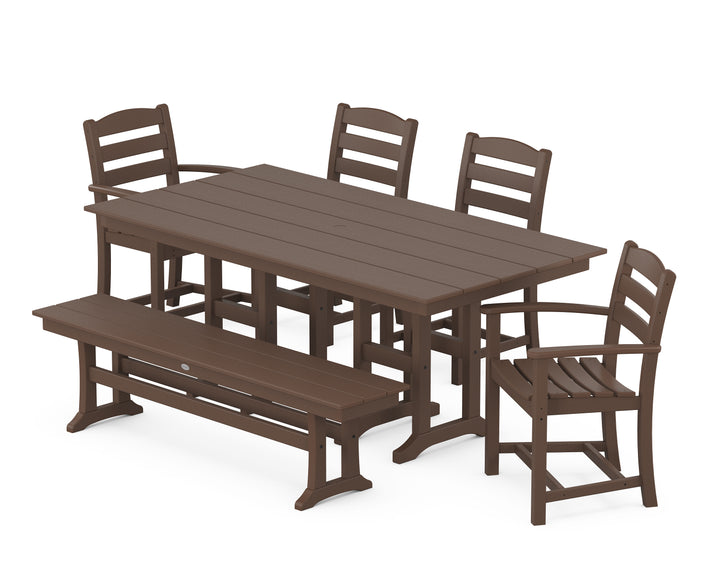 POLYWOOD® La Casa Café 6-Piece Farmhouse Dining Set with Bench