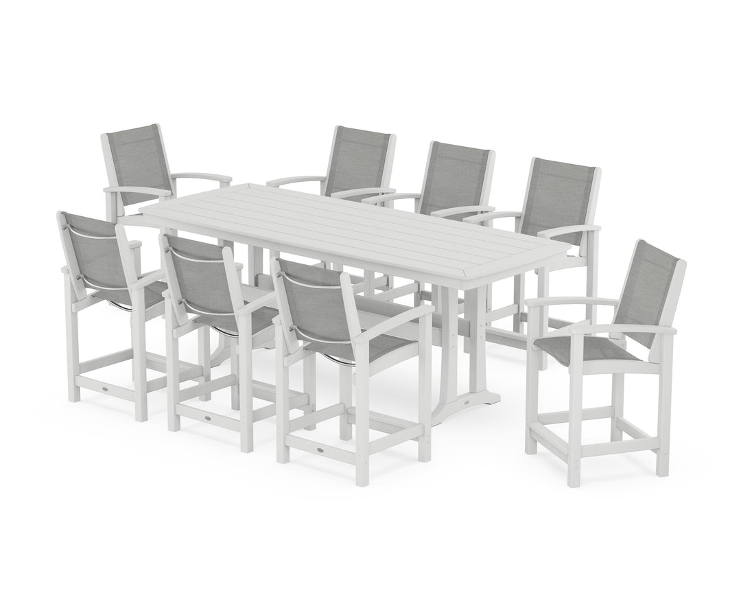 POLYWOOD® Coastal 9-Piece Counter Set with Trestle Legs