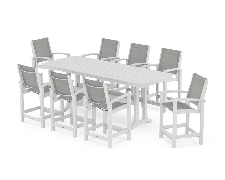 POLYWOOD® Coastal 9-Piece Counter Set with Trestle Legs
