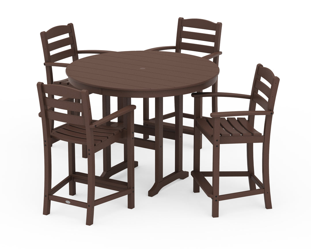 POLYWOOD® La Casa Café 5-Piece Round Farmhouse Counter Set