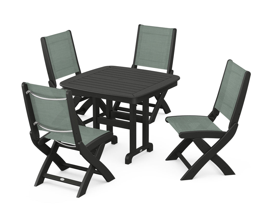 POLYWOOD® Coastal Folding Side Chair 5-Piece Dining Set
