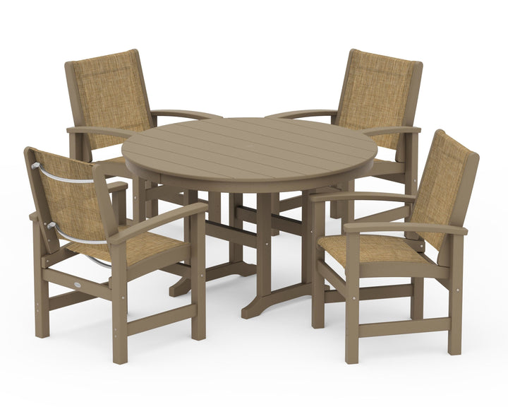 POLYWOOD® Coastal 5-Piece Round Farmhouse Dining Set