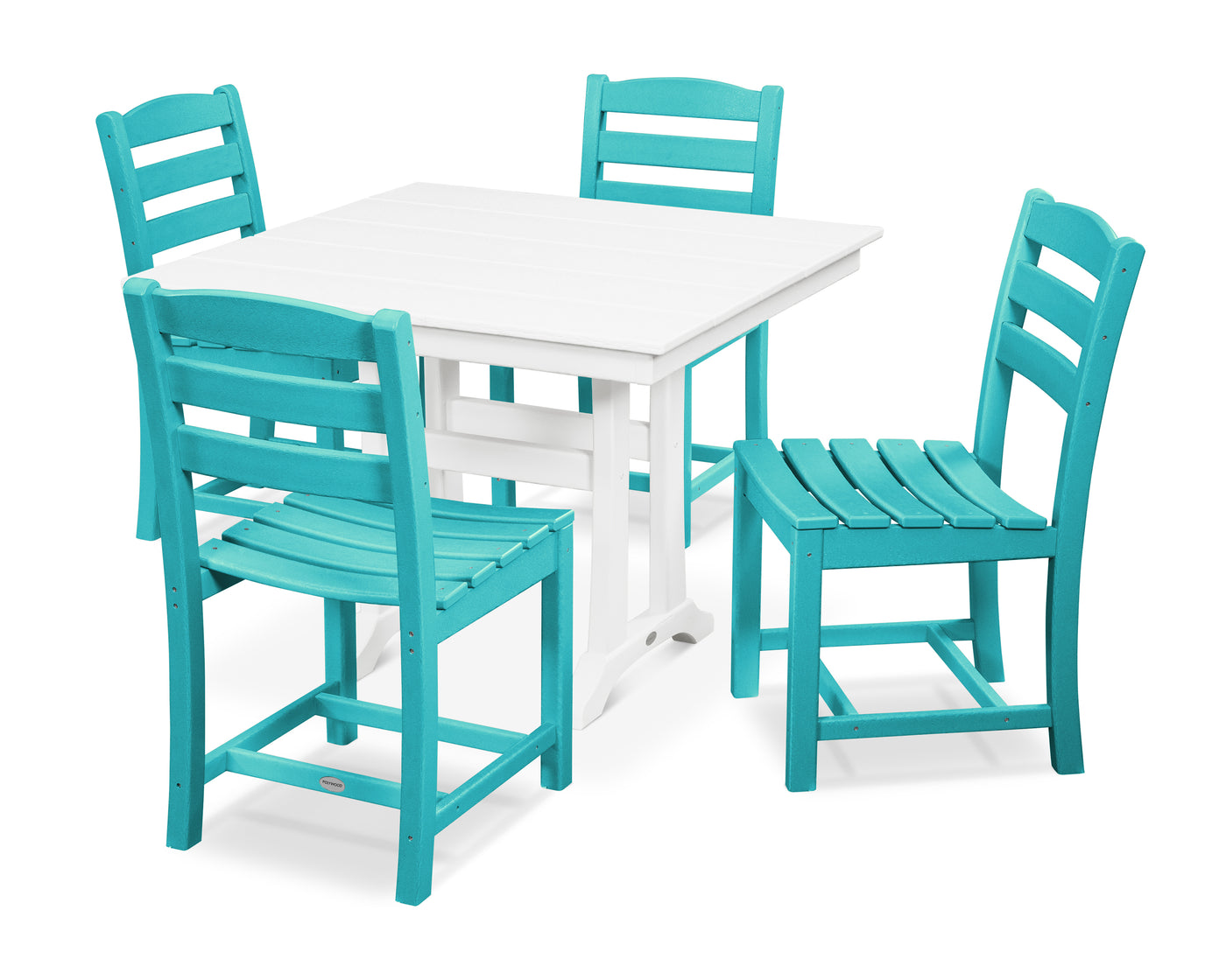 La Casa CafŽ 5-Piece Farmhouse Trestle Side Chair Dining Set