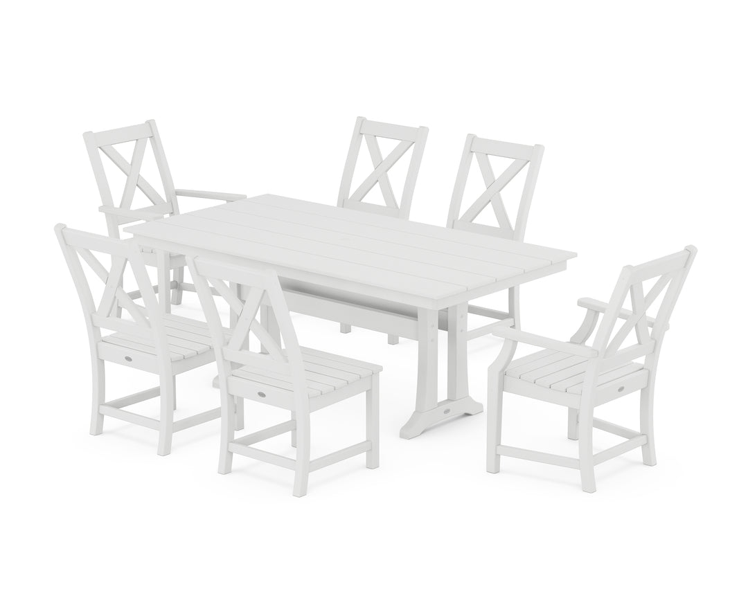 POLYWOOD® Braxton 7-Piece Farmhouse Dining Set With Trestle Legs
