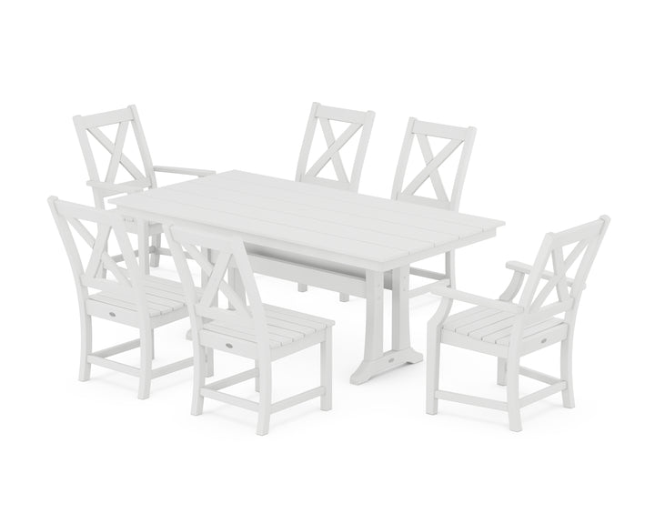 POLYWOOD® Braxton 7-Piece Farmhouse Dining Set With Trestle Legs