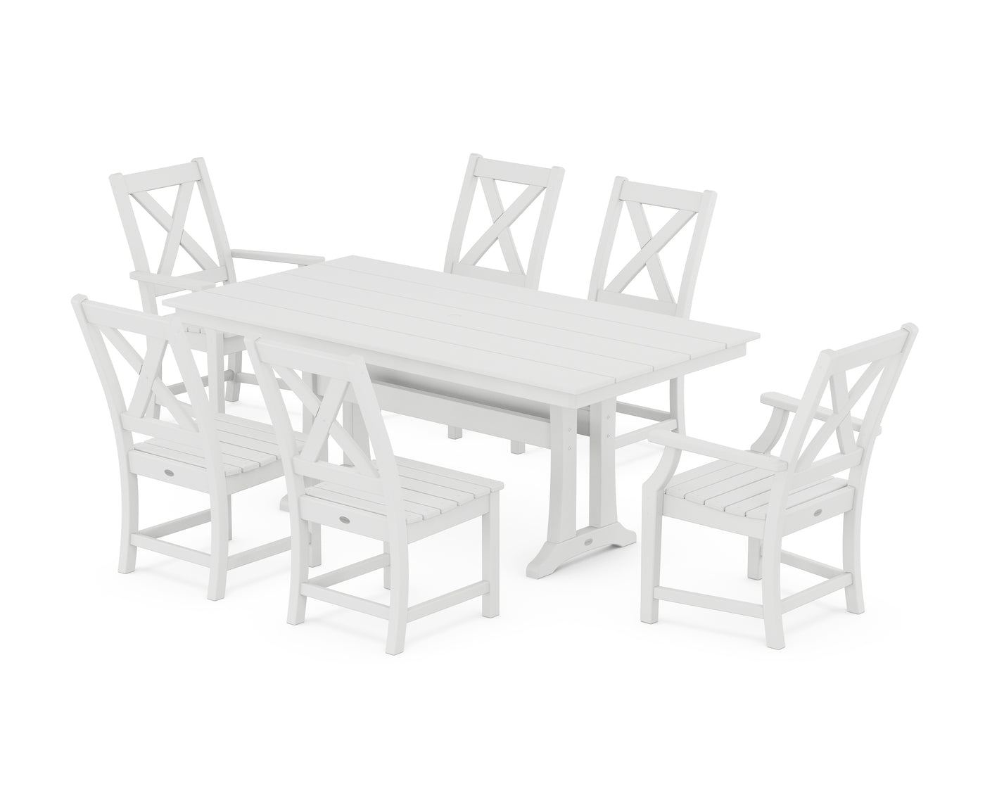 Braxton 7-Piece Farmhouse Dining Set With Trestle Legs