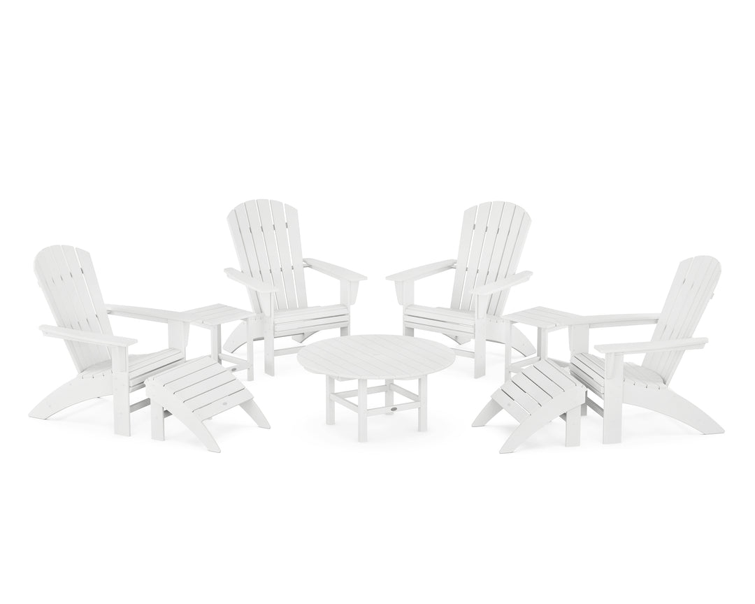 POLYWOOD® Nautical Curveback Adirondack Chair 9-Piece Conversation Set