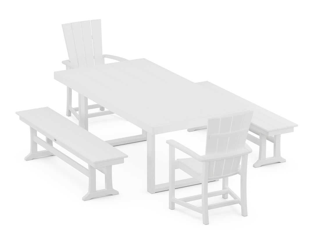 POLYWOOD® Quattro 5-Piece Dining Set with Benches