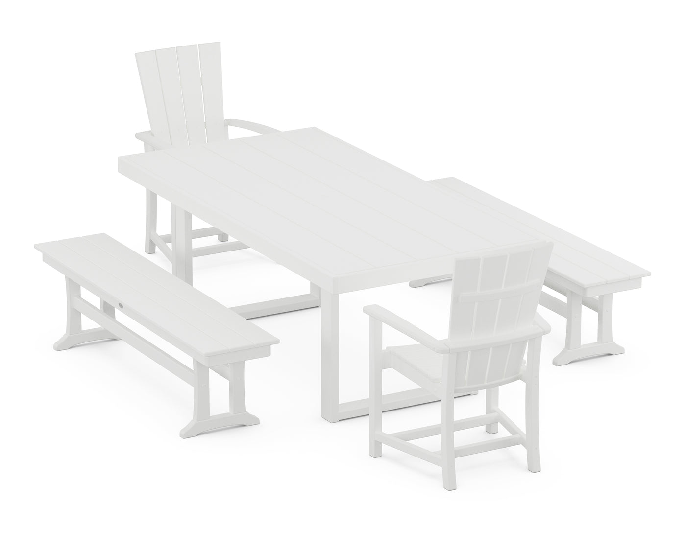 Quattro 5-Piece Dining Set with Benches