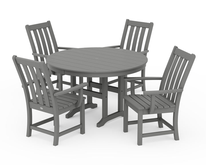 POLYWOOD® Vineyard 5-Piece Round Farmhouse Dining Set