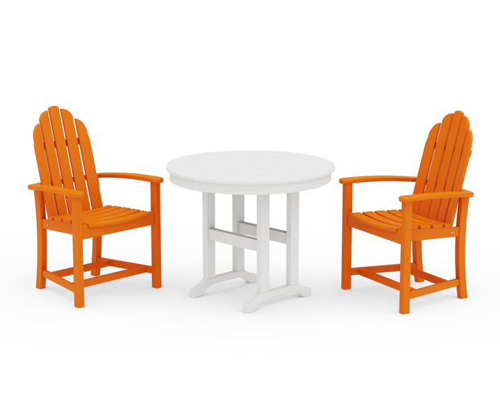 POLYWOOD® Classic Adirondack 3-Piece Round Dining Set