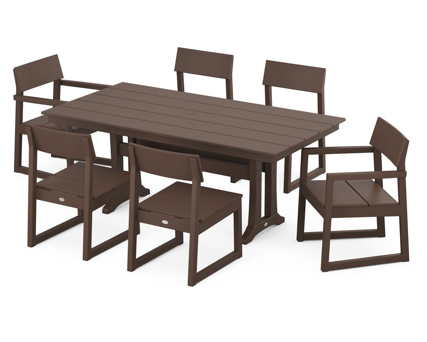 EDGE 7-Piece Farmhouse Trestle Dining Set