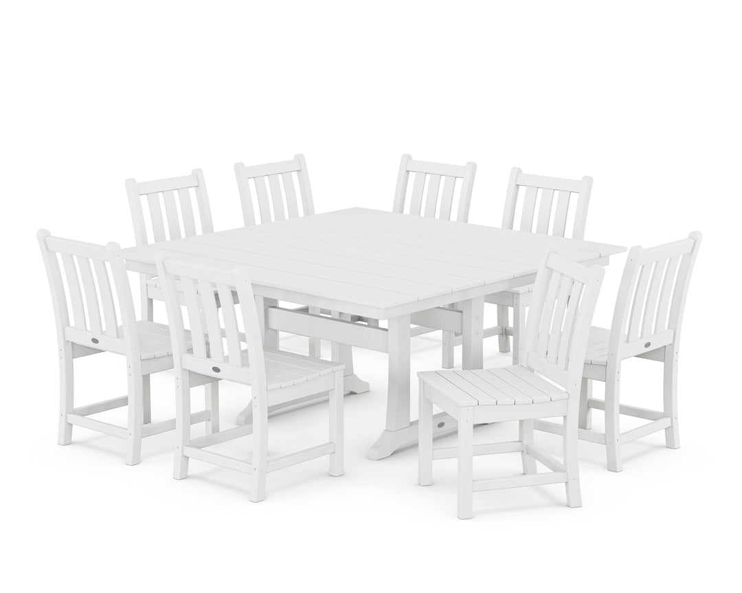POLYWOOD® Traditional Garden 9-Piece Farmhouse Trestle Dining Set