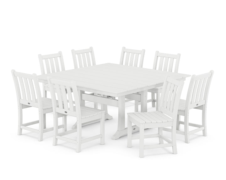 POLYWOOD® Traditional Garden 9-Piece Farmhouse Trestle Dining Set