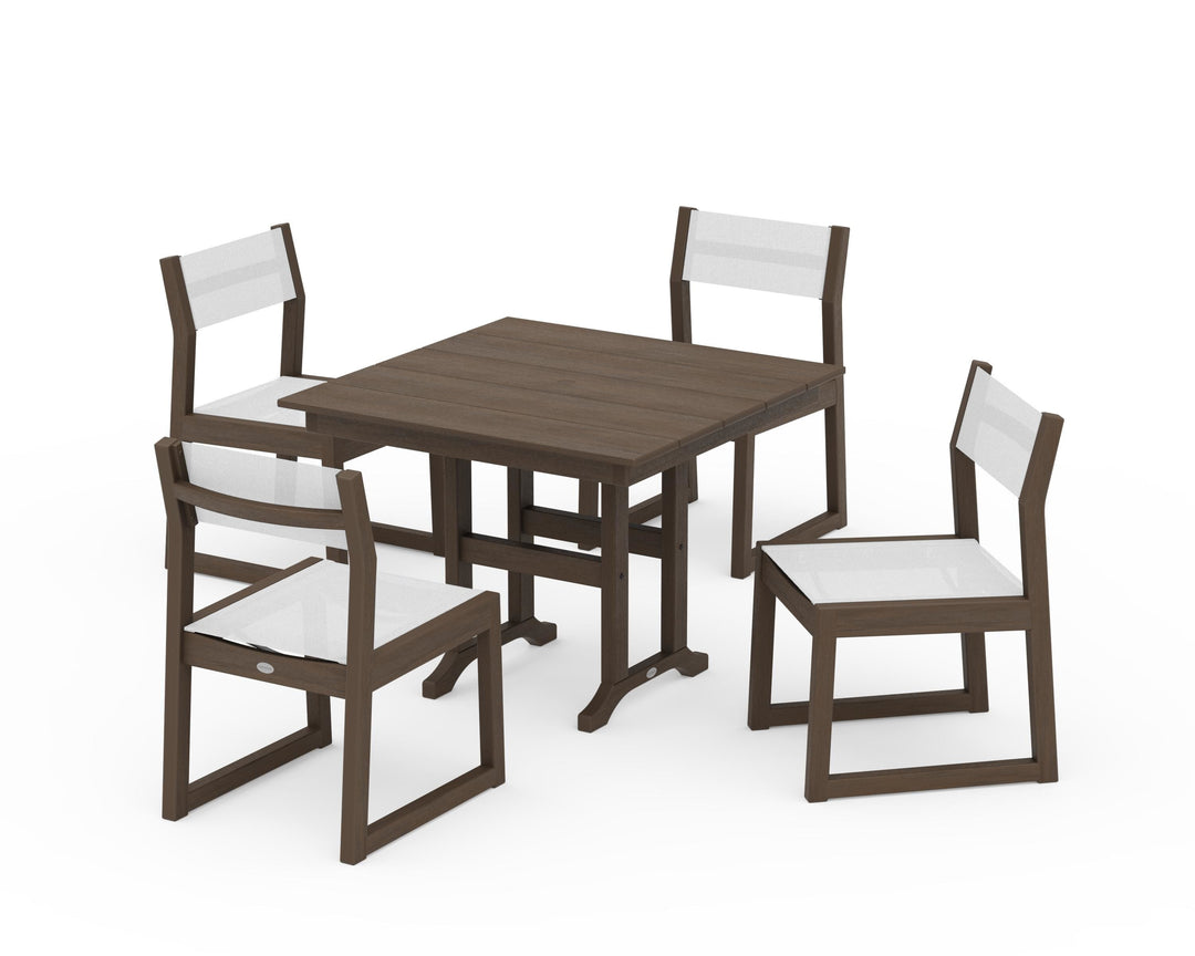 POLYWOOD® EDGE Sling Side Chair 5-Piece Farmhouse Dining Set
