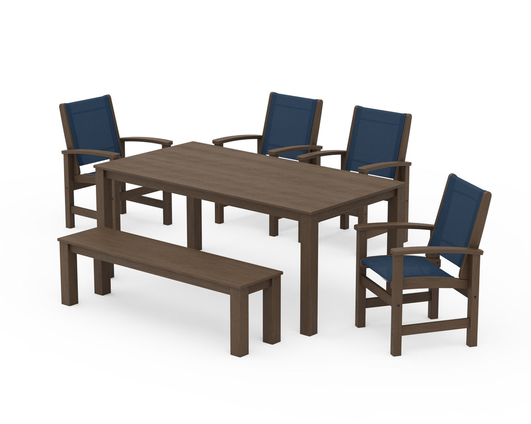 POLYWOOD® Coastal 6-Piece Parsons Dining Set with Bench