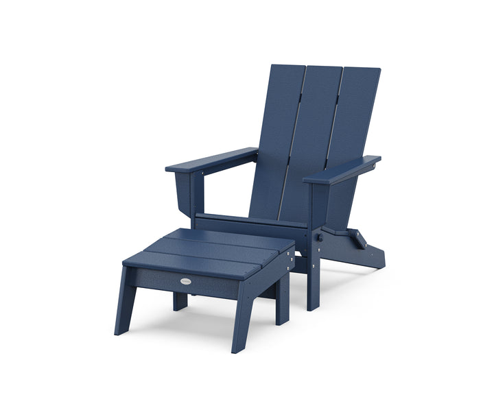POLYWOOD® Modern Studio Folding Adirondack Chair with Ottoman