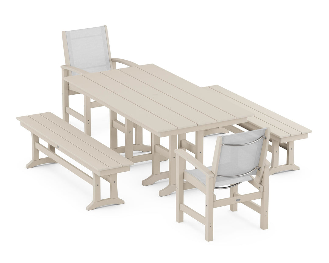 POLYWOOD® Coastal 5-Piece Farmhouse Dining Set