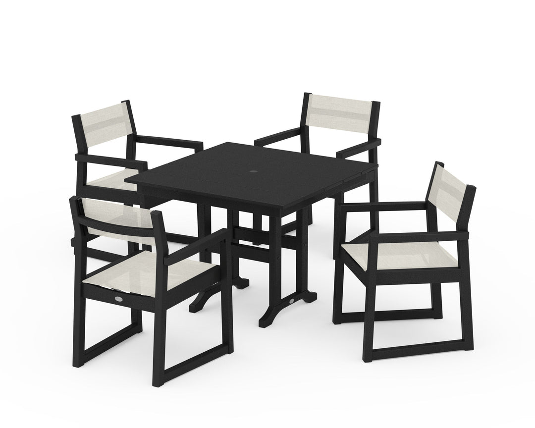 POLYWOOD® EDGE Sling Arm Chair 5-Piece Farmhouse Dining Set