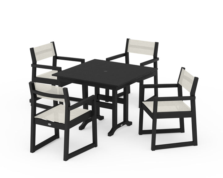 POLYWOOD® EDGE Sling Arm Chair 5-Piece Farmhouse Dining Set
