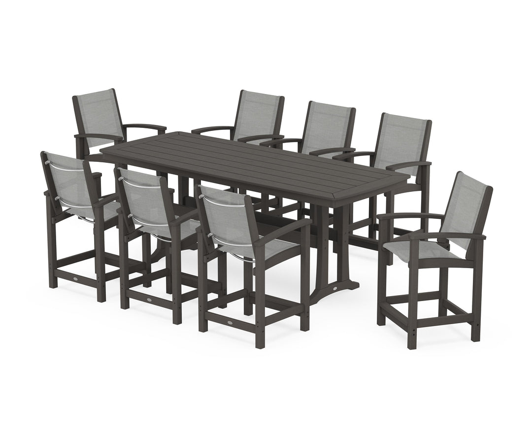 POLYWOOD® Coastal 9-Piece Counter Set with Trestle Legs