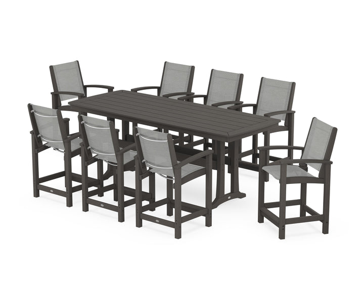POLYWOOD® Coastal 9-Piece Counter Set with Trestle Legs