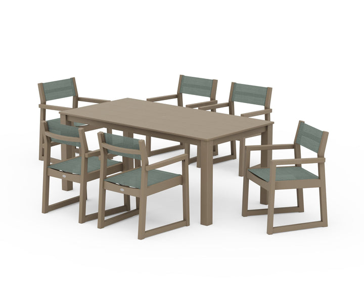 POLYWOOD® EDGE Sling Arm Chair 7-Piece Parsons Dining Set