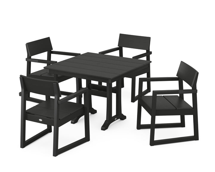 POLYWOOD® EDGE 5-Piece Farmhouse Dining Set With Trestle Legs