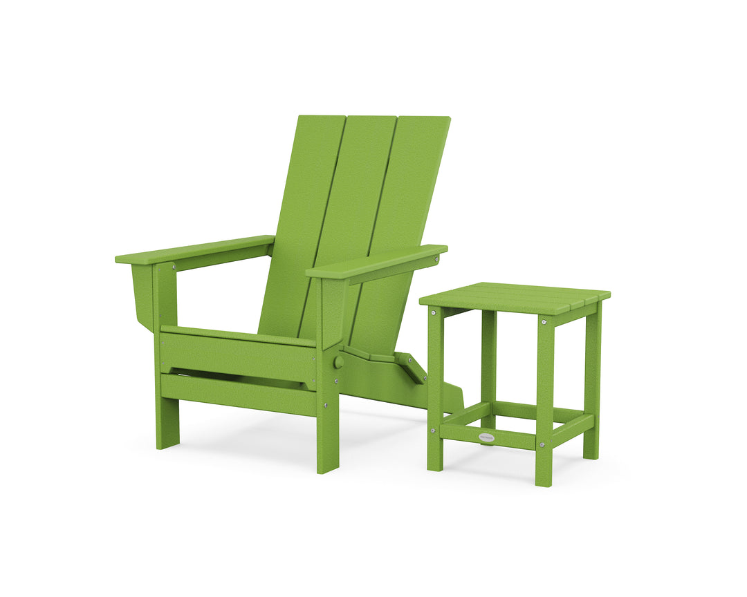 POLYWOOD® Modern Studio Folding Adirondack Chair with Side Table