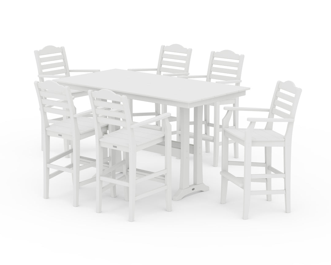 Draper James™ by  POLYWOOD® Savannah Arm Chair 7-Piece Farmhouse Bar Set with Trestle Legs