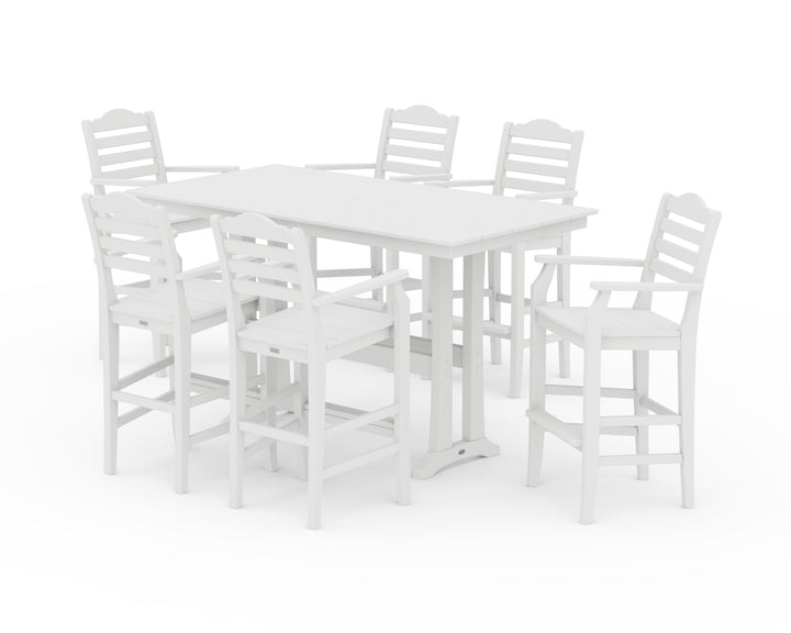 Draper James™ by  POLYWOOD® Savannah Arm Chair 7-Piece Farmhouse Bar Set with Trestle Legs