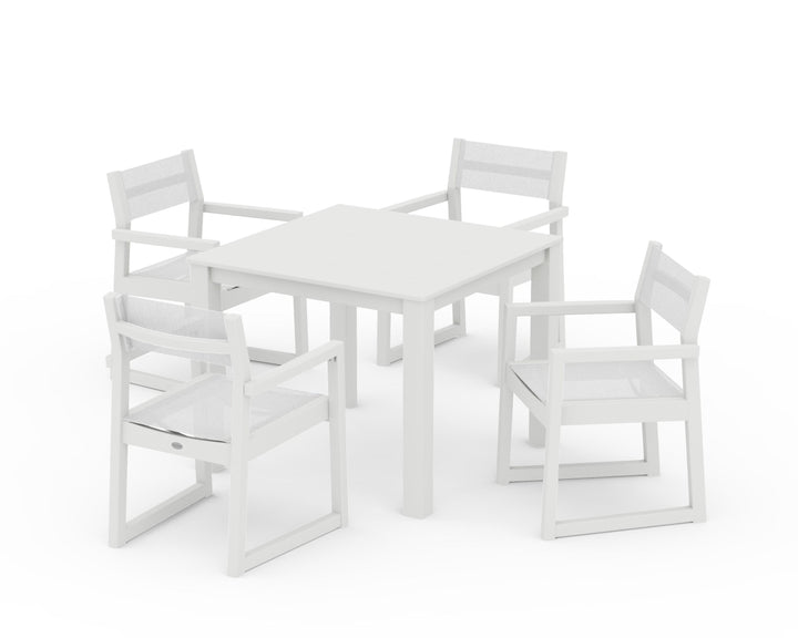 POLYWOOD® EDGE Sling Arm Chair 5-Piece Parsons Dining Set