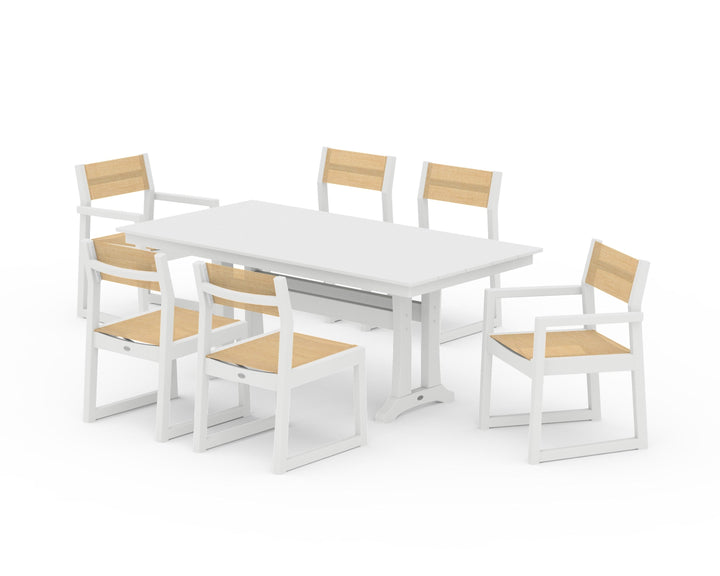POLYWOOD® EDGE Sling 7-Piece Farmhouse Trestle Dining Set